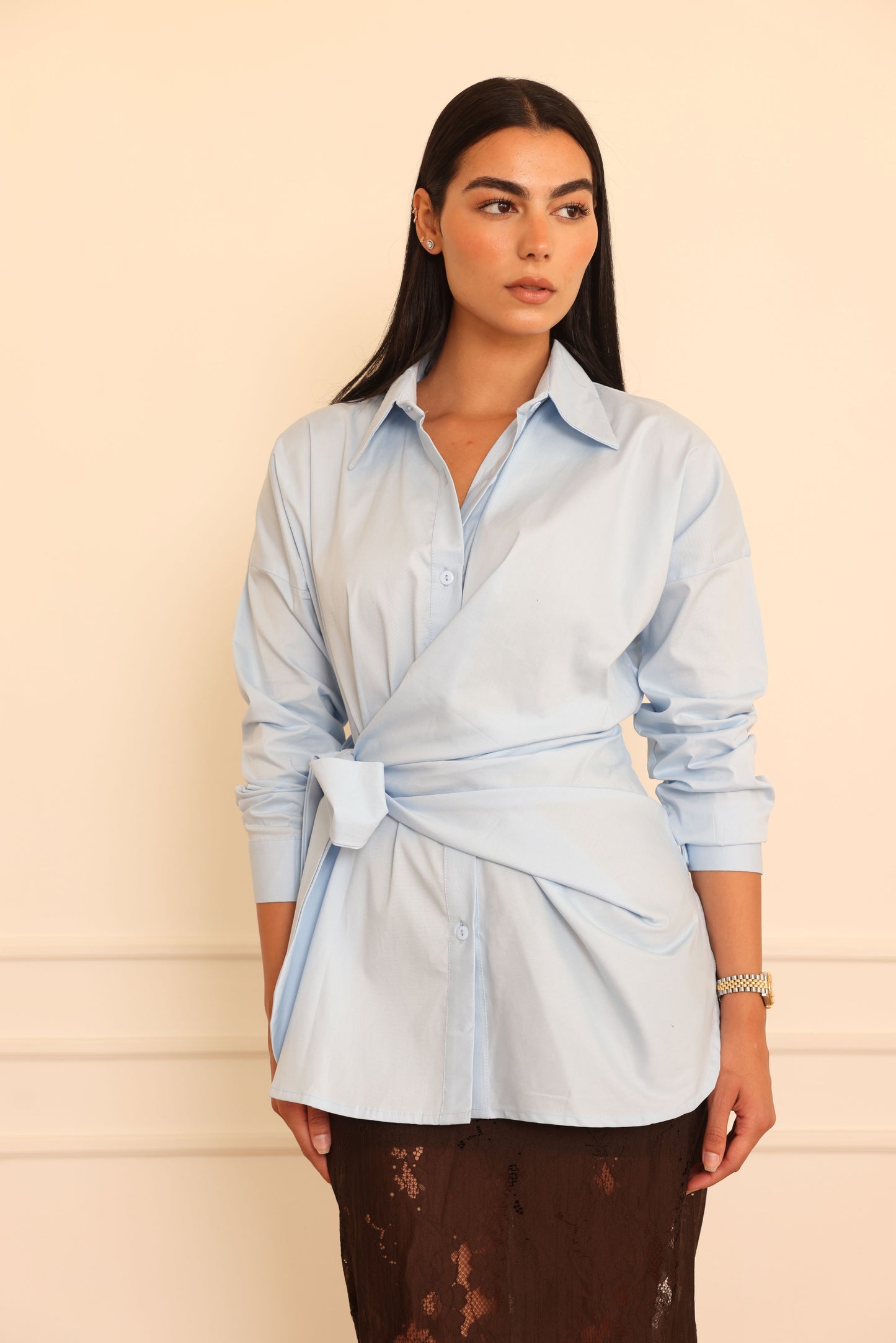 CARO - Wrap Shirt (Baby Blue)