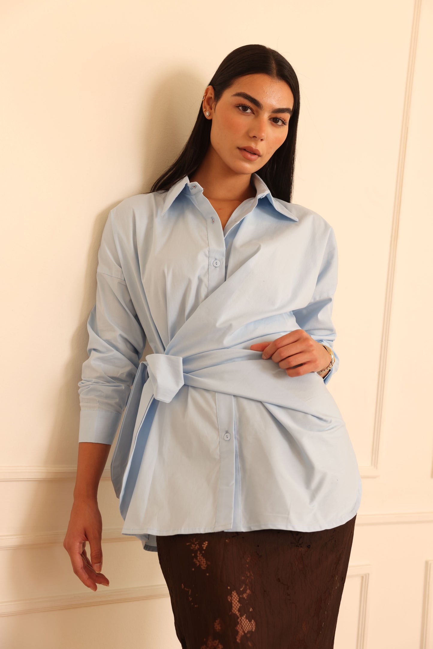 CARO - Wrap Shirt (Baby Blue)