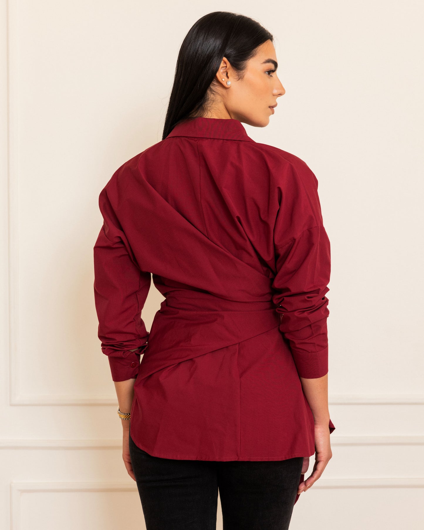CARO - Wrap Shirt (Burgundy)