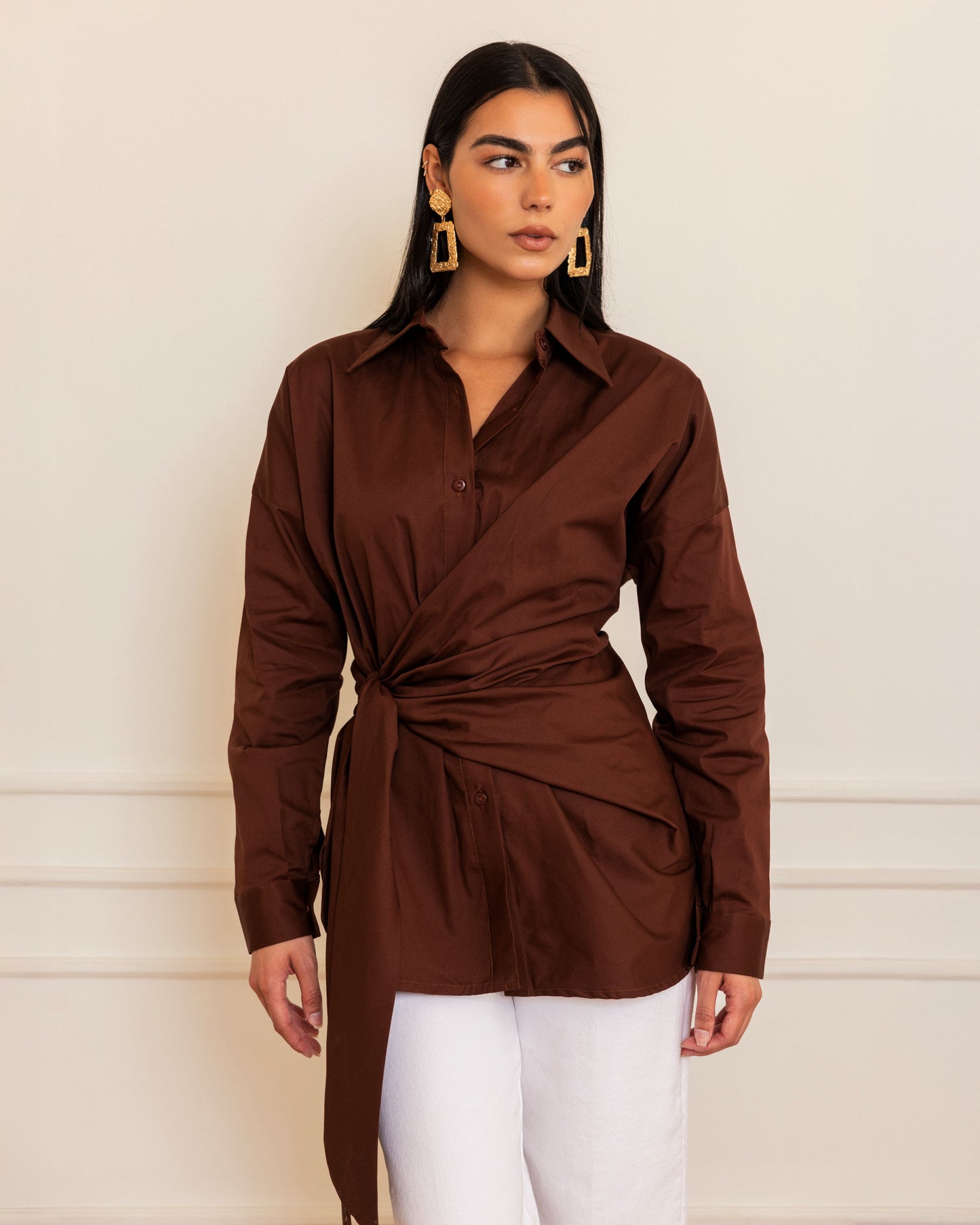 CARO - Wrap Shirt (Brown)