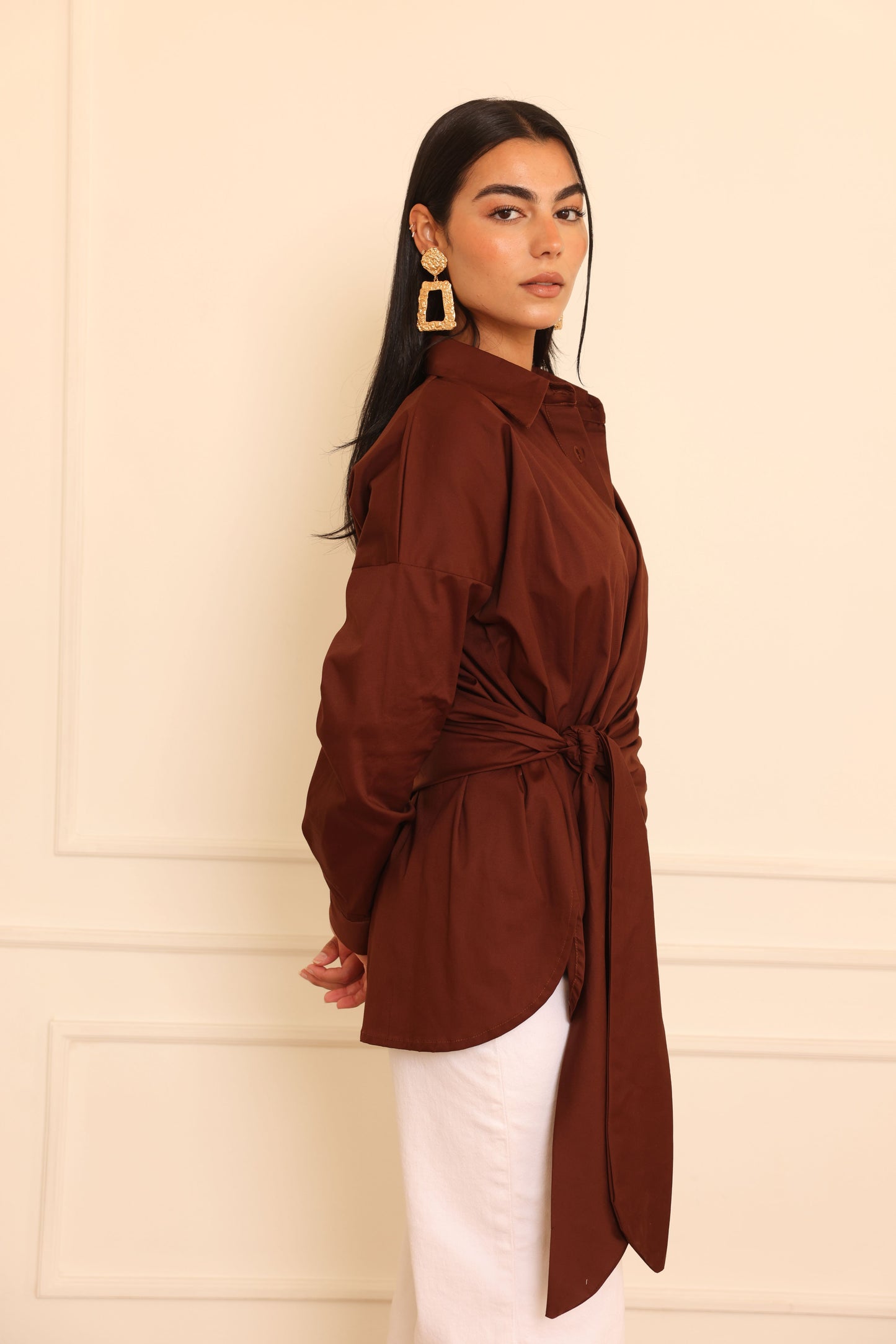 CARO - Wrap Shirt (Brown)