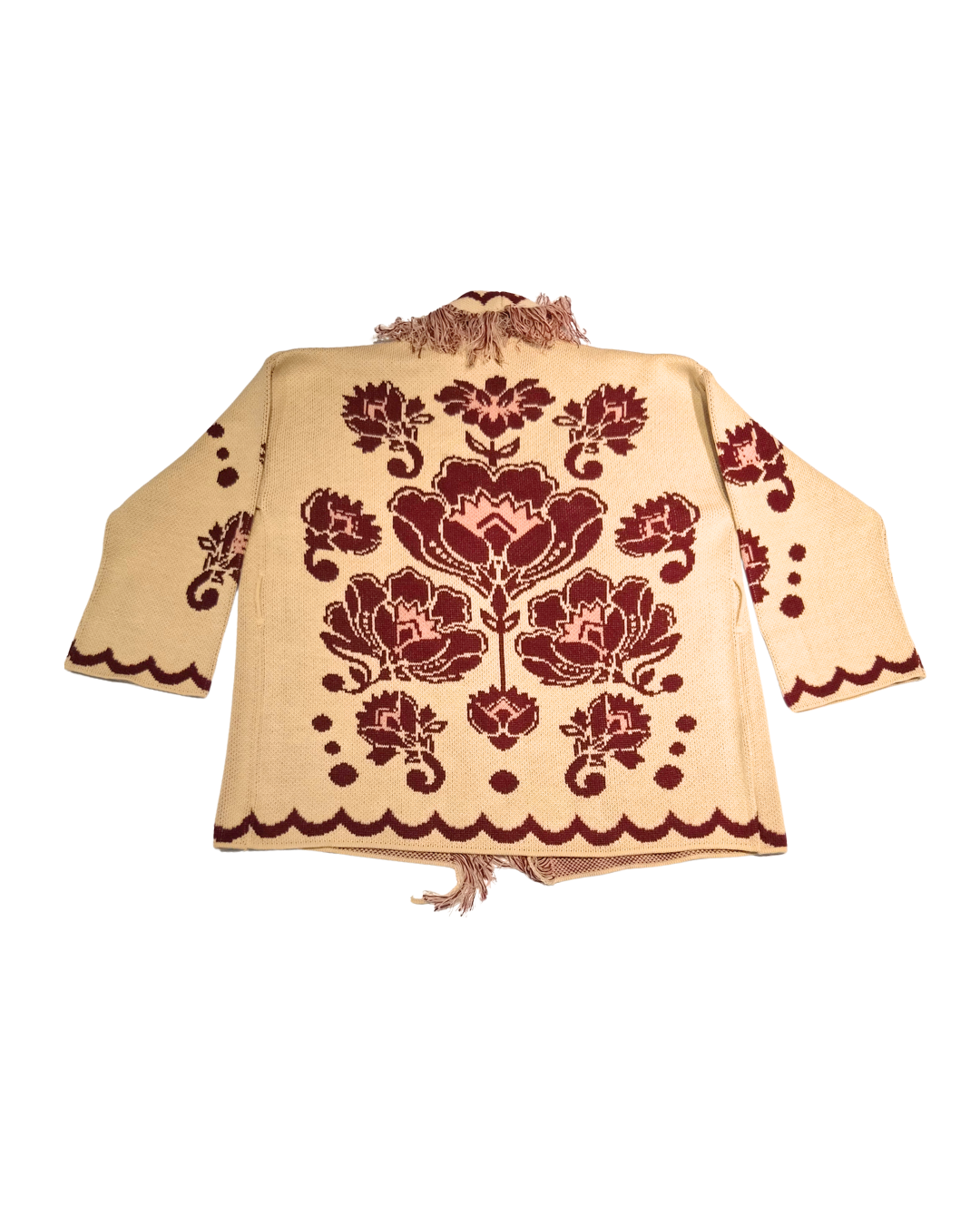 FIORE - Knitted Jacquard Cardigan (Beige)