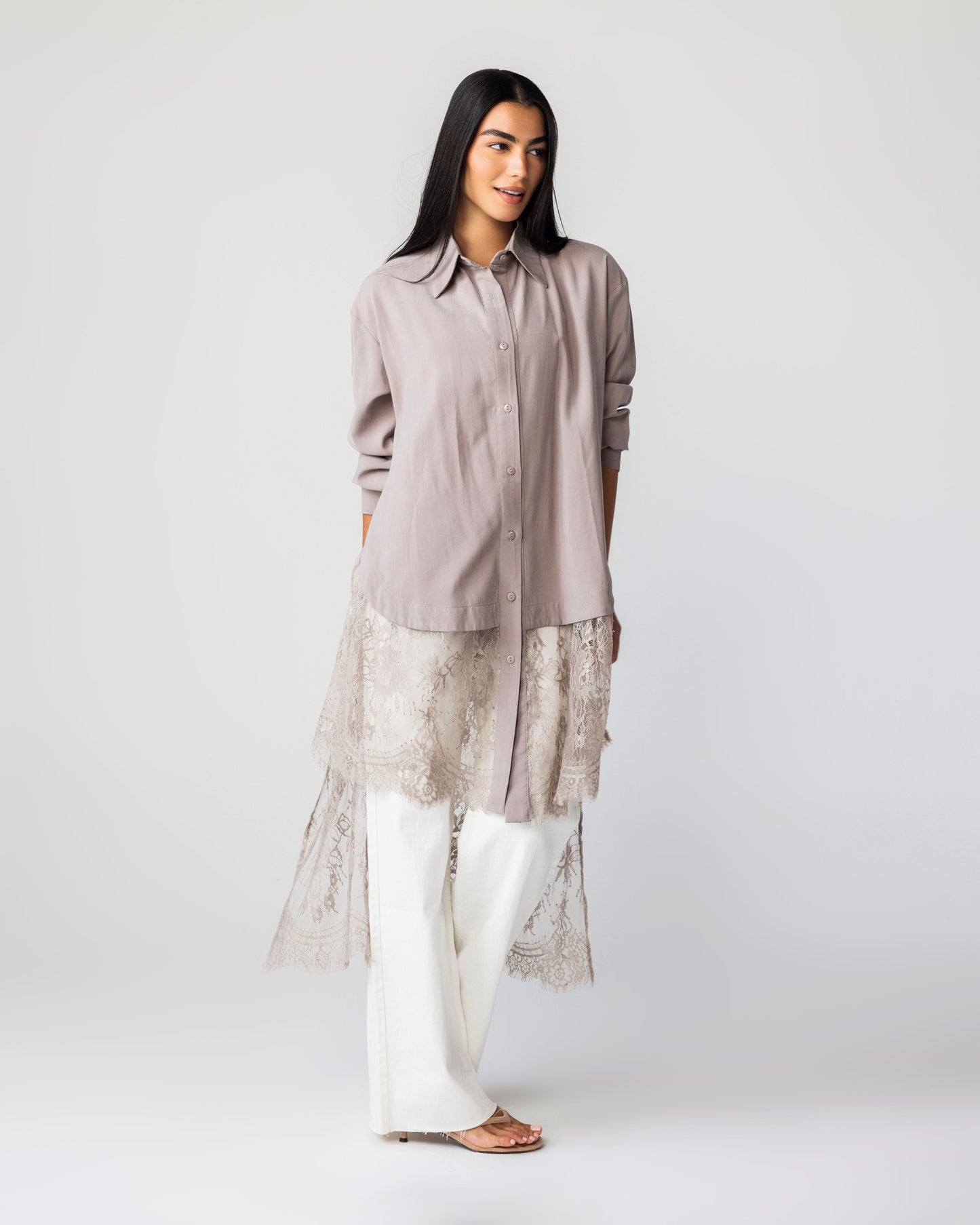 VERA - Long Lace Shirt (Grey)