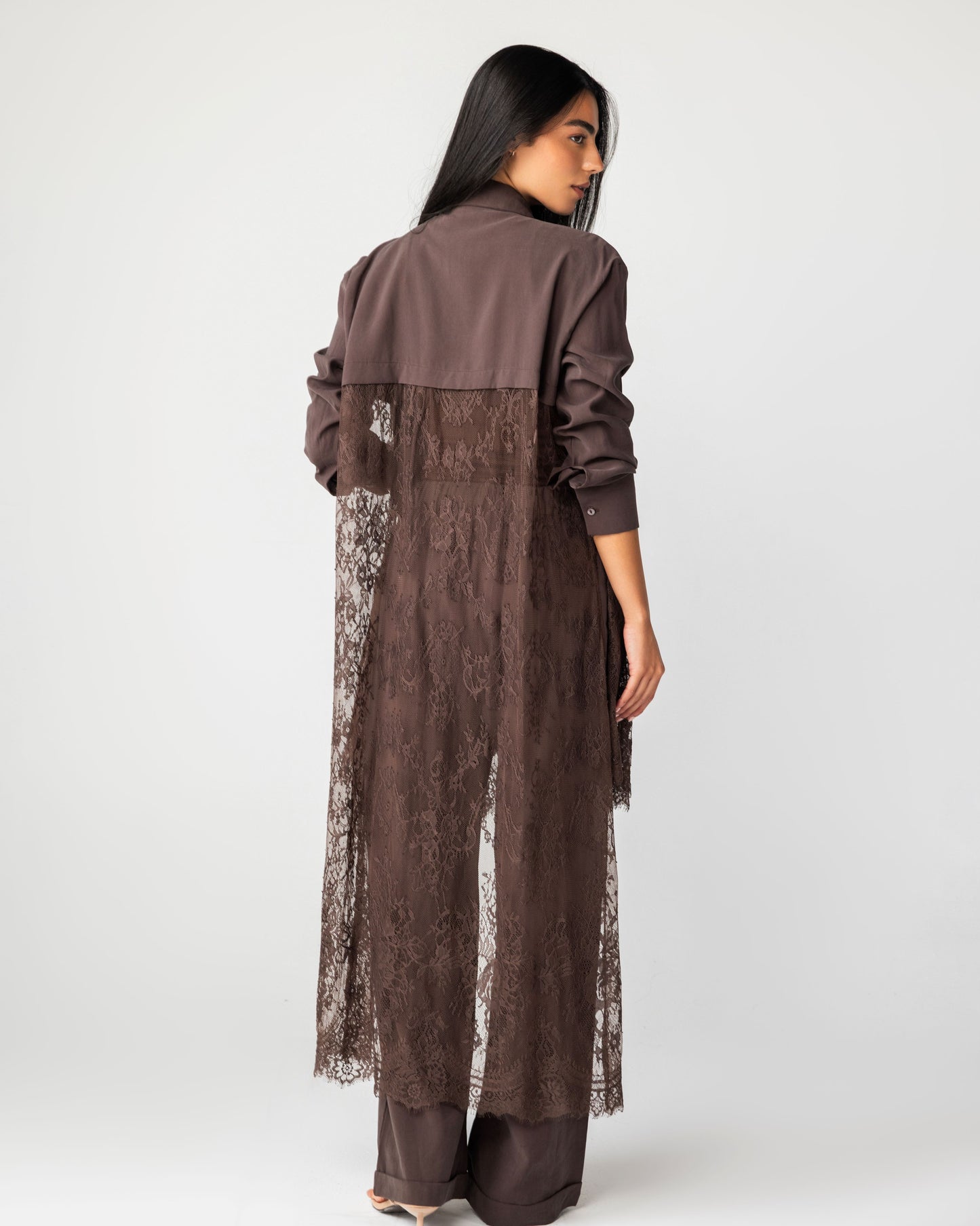 VERA - Long Lace Shirt (Brown)