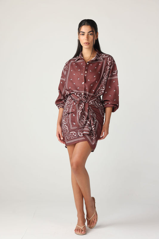 The OG Bandana print Sarong set - (Brown)