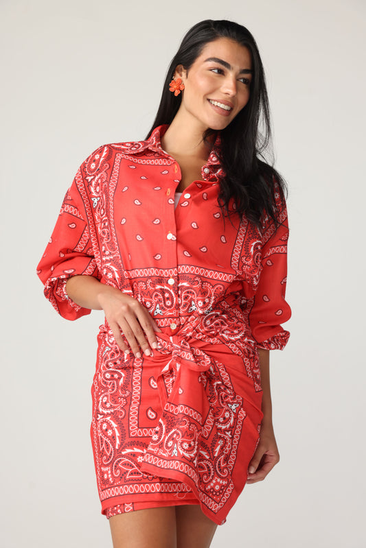 The OG Bandana print Sarong set - (Red)