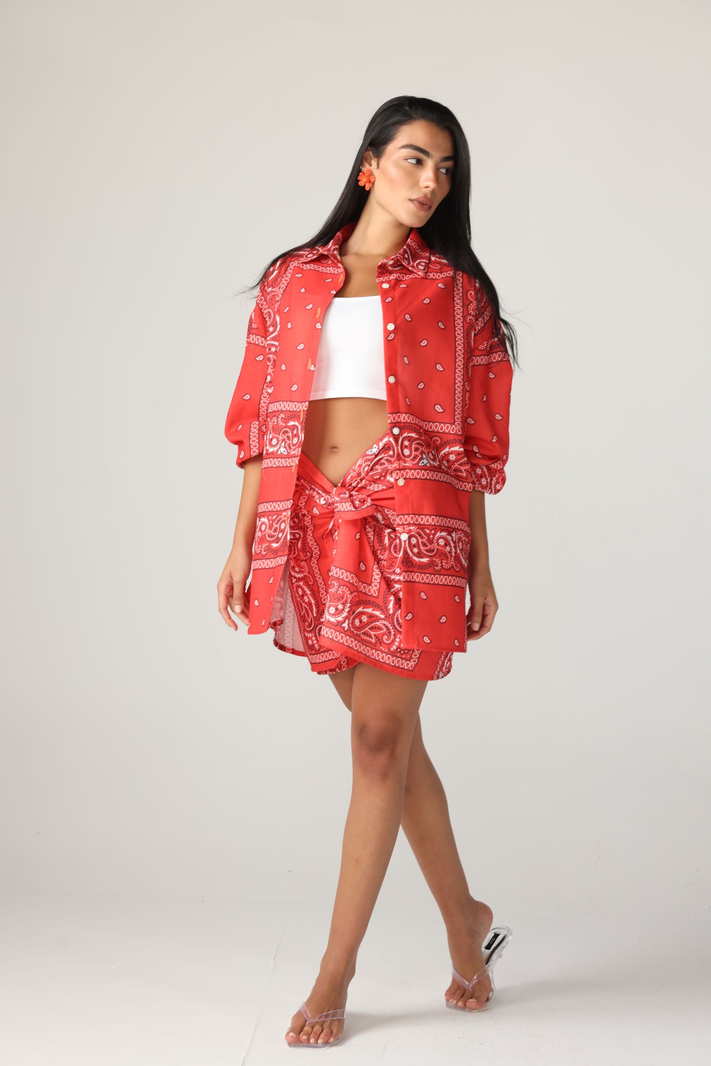 The OG Bandana print Sarong set - (Red)