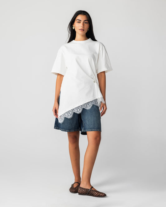 ALMA - White Asymmetric T-shirt