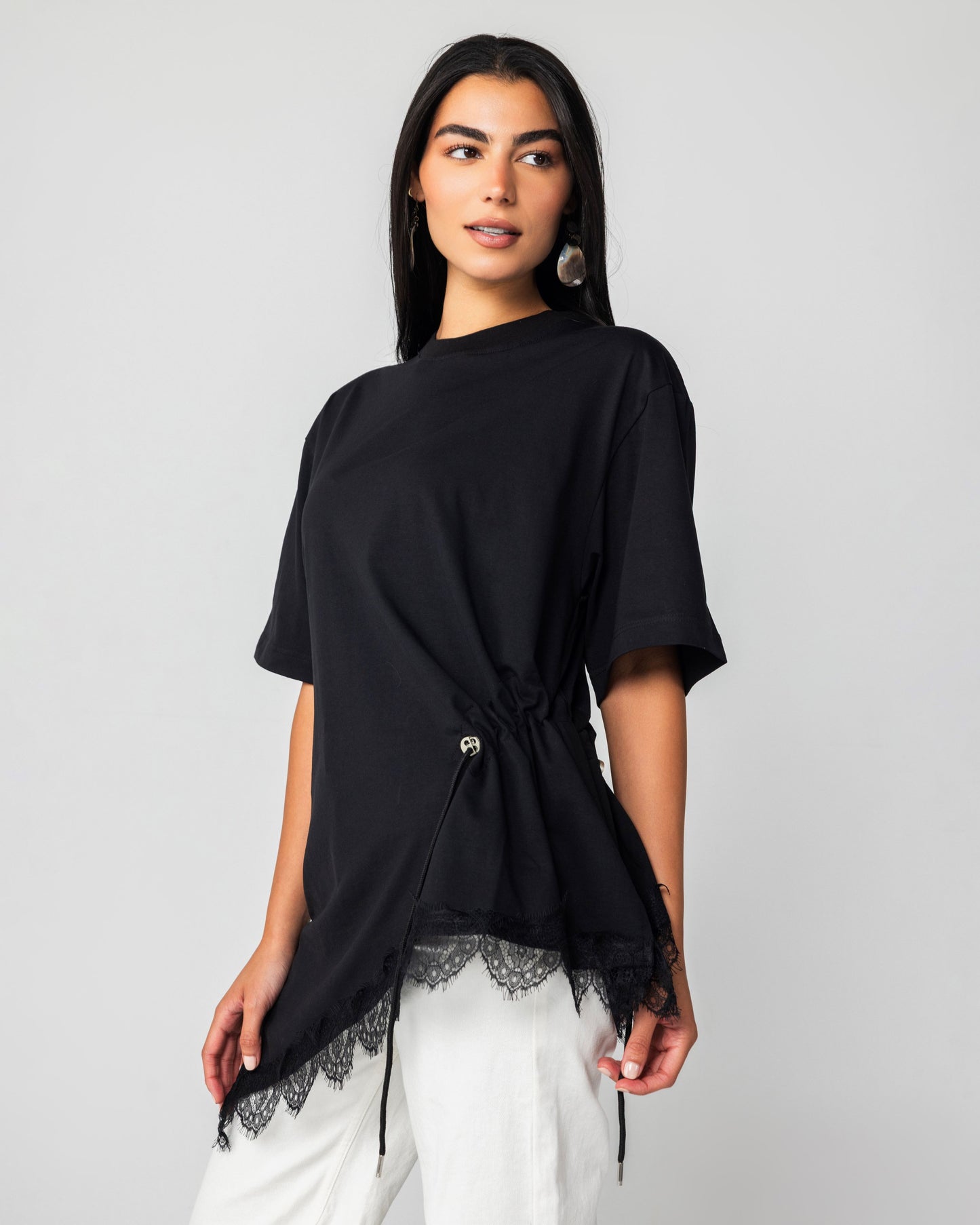 ALMA - Black Asymmetric T-shirt