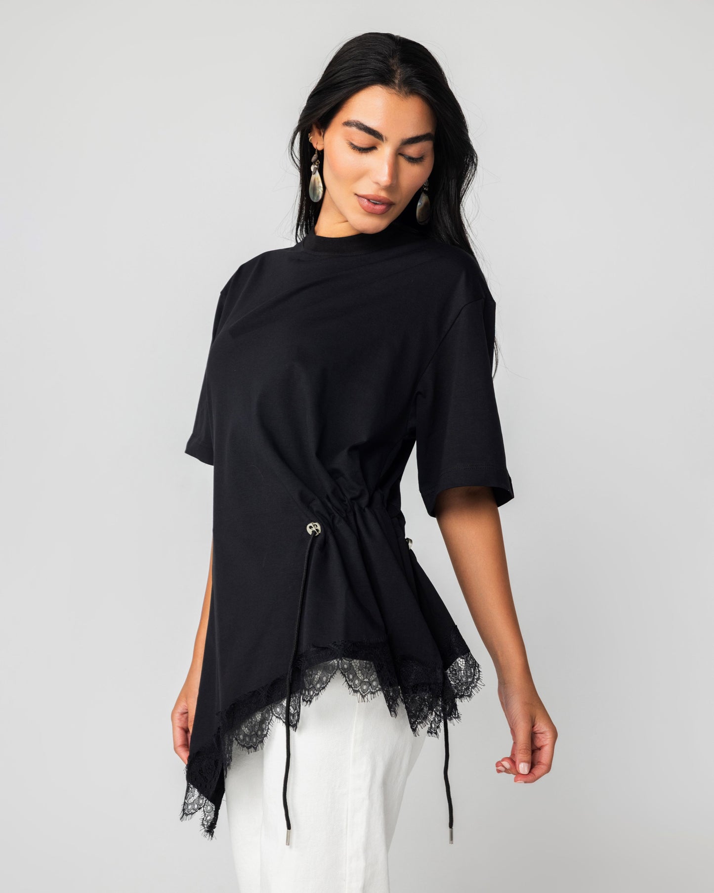 ALMA - Black Asymmetric T-shirt