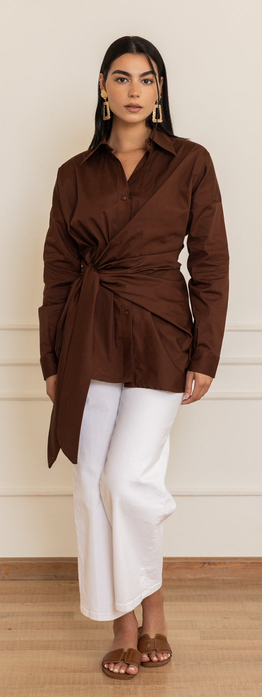 CARO - Wrap Shirt (Brown)