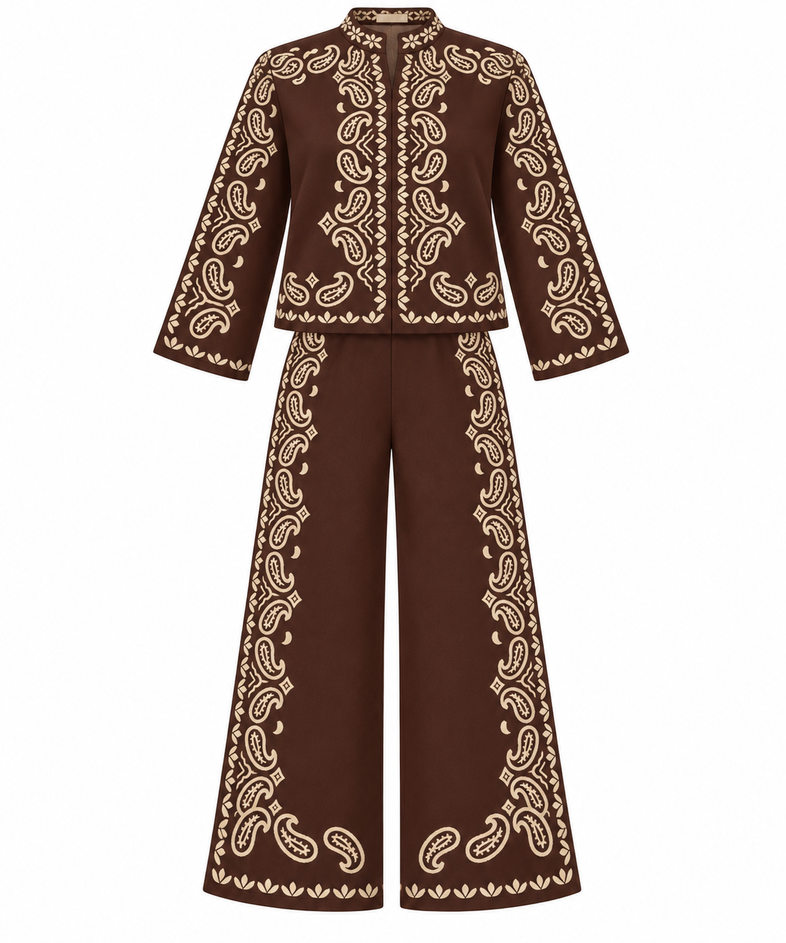 BOTEH - Knitted Jacquard Set (Brown)
