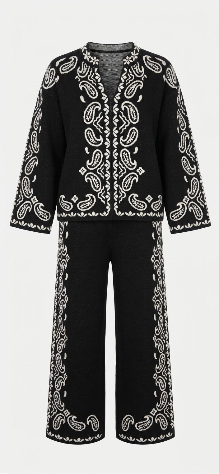 BOTEH - Knitted Jacquard Set (Black)