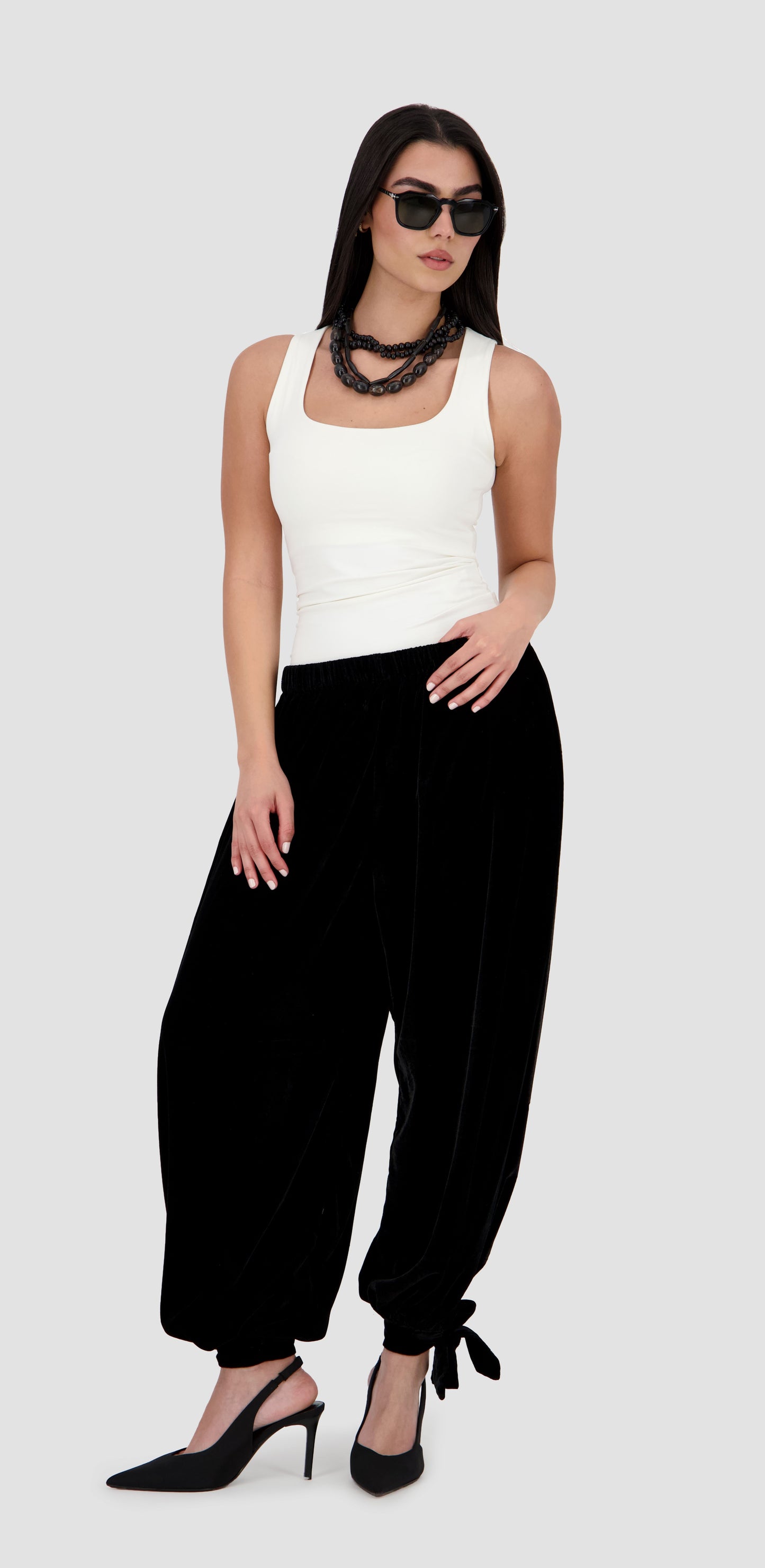 YAZI - Velvet Balloon Pants