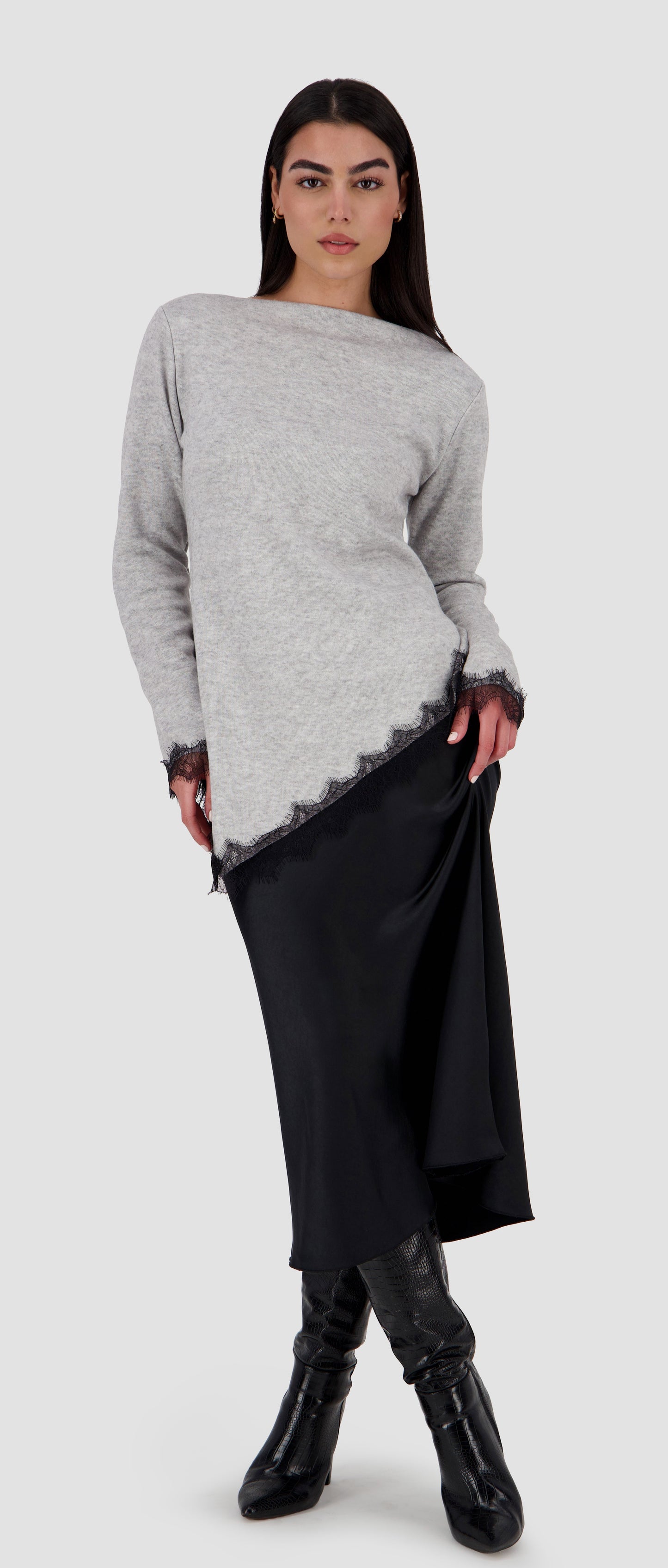 LACY - Grey Asymmetric Top