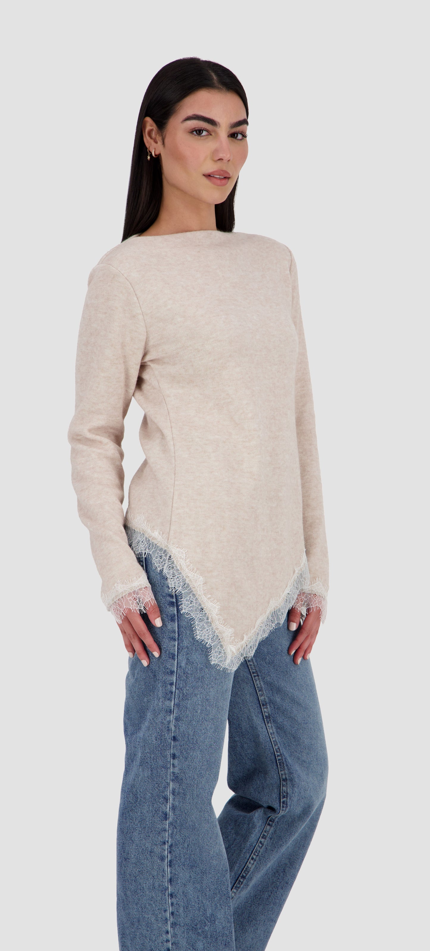 LACY - Beige Asymmetric Top