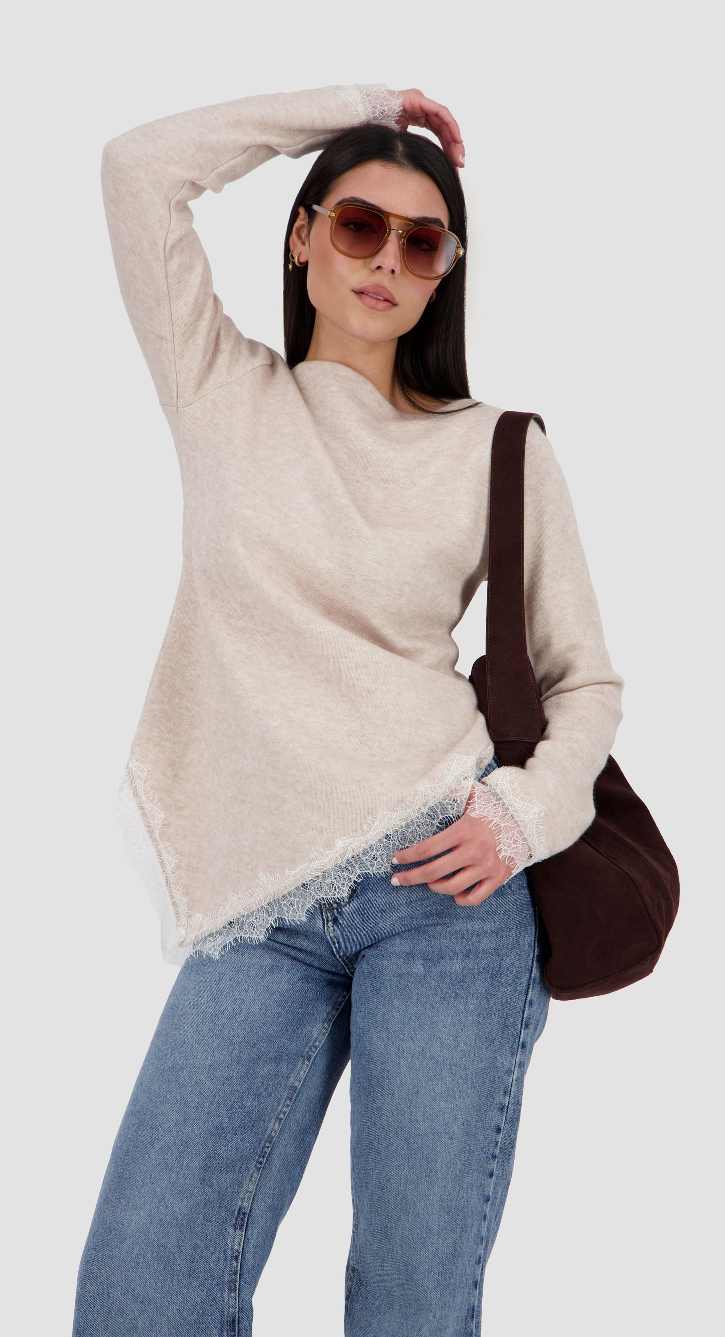 LACY - Beige Asymmetric Top