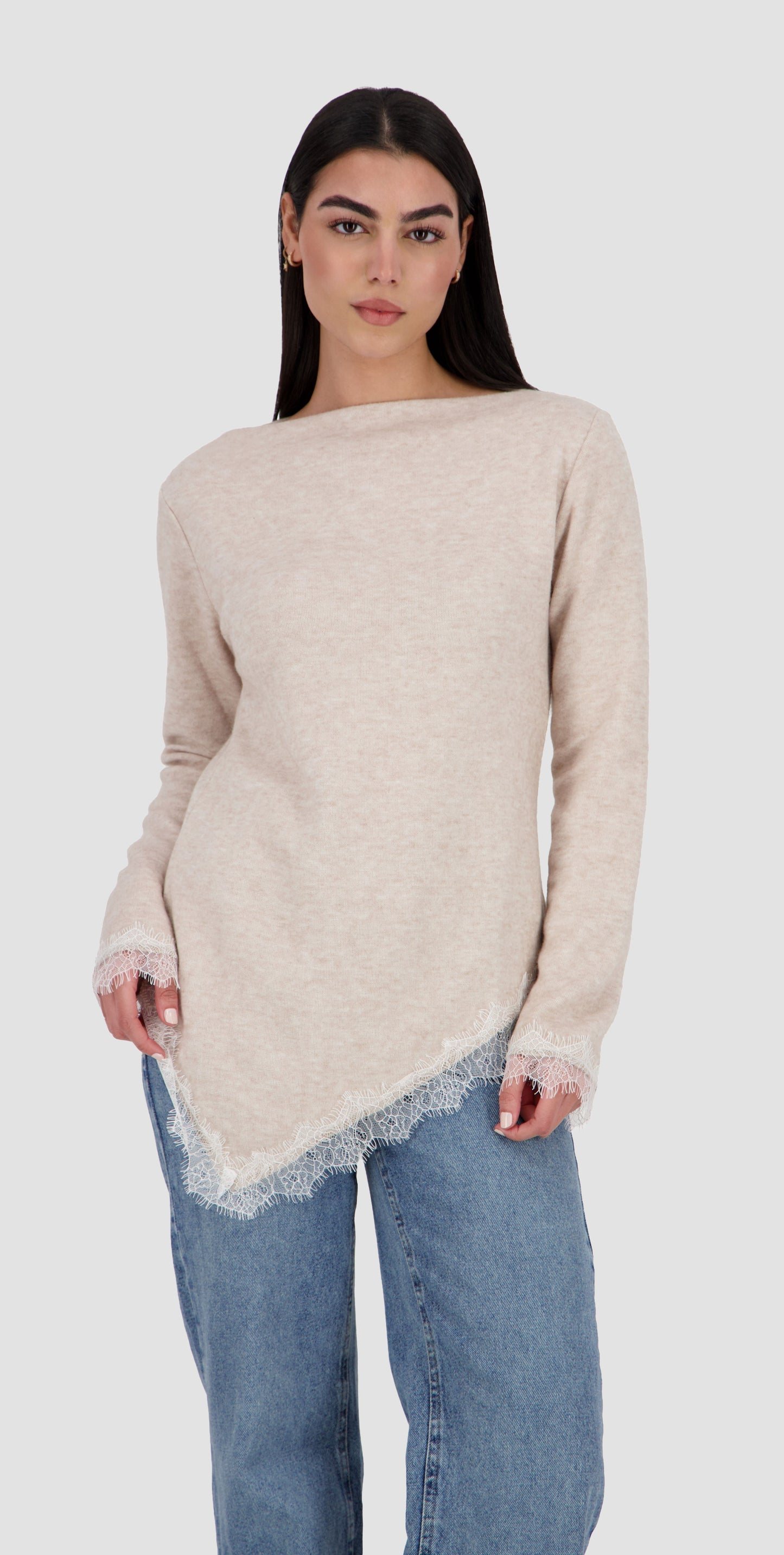 LACY - Beige Asymmetric Top