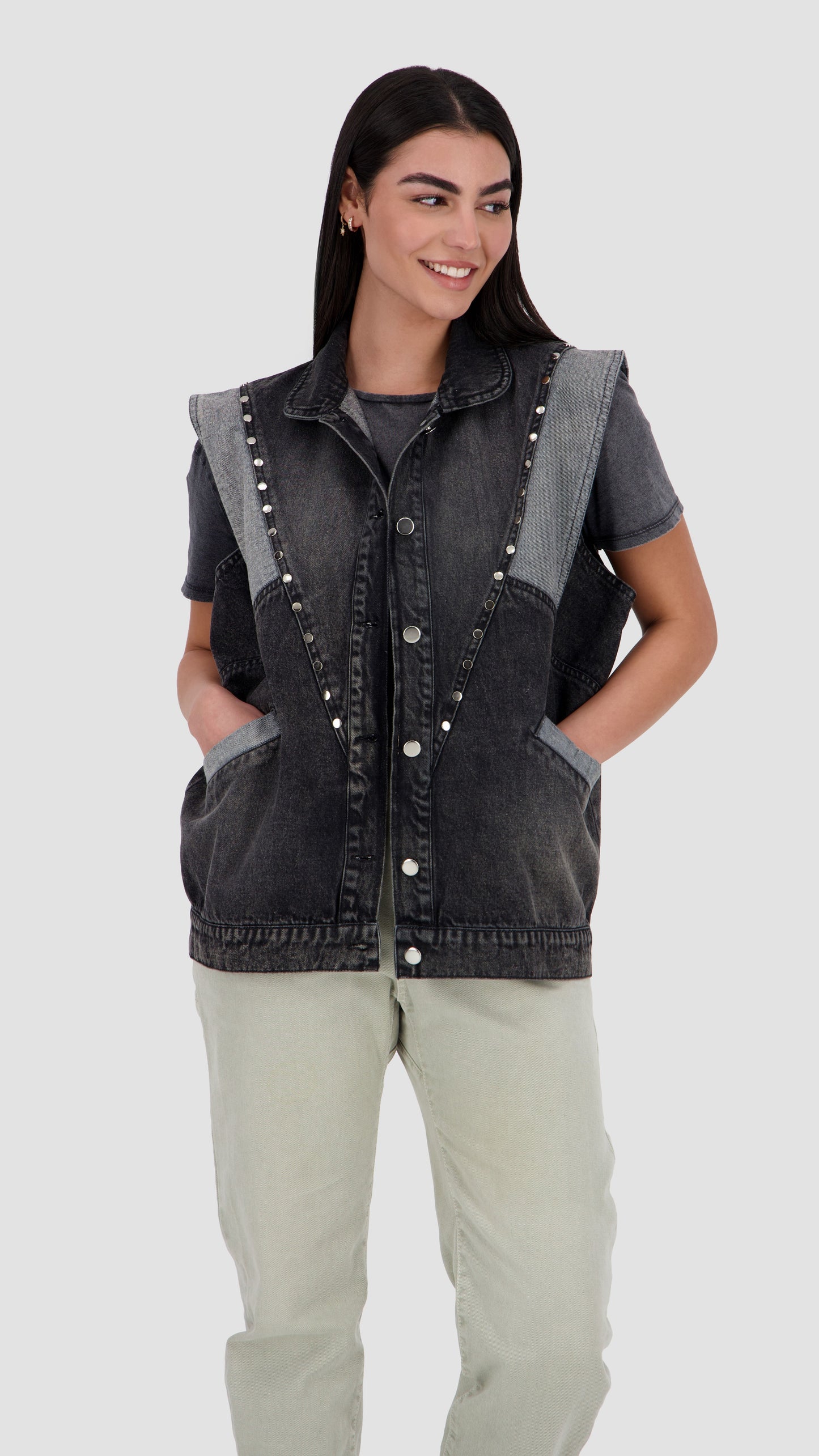AYLA - Studded Denim Vest